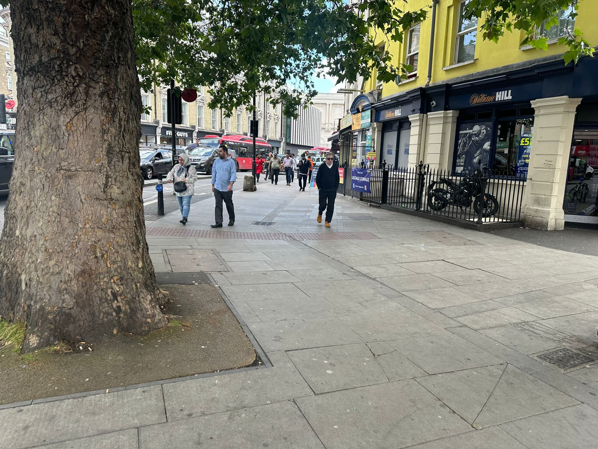 Travelers storing luggage near Victoria Coach Station in London